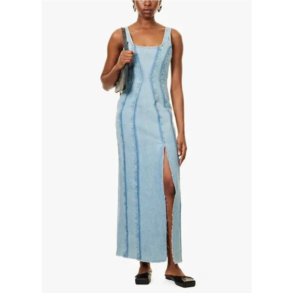 Dala On Tap Midi Paneled Denim Dress Canyon Blue Size 24 NWT Organic Cotton
